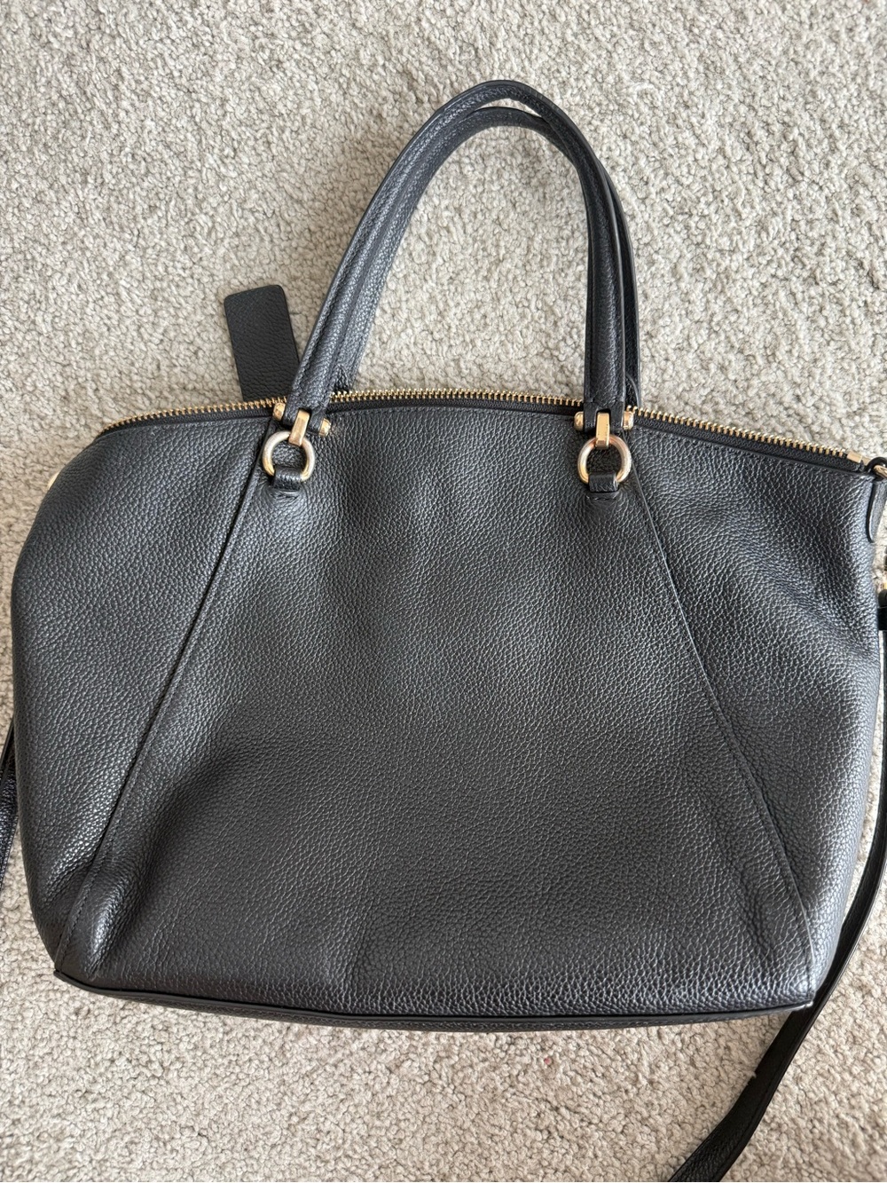 Coach Prairie Satchel Black Pebbled Leather - Gem